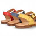 EXTRA SOFT Nappa leather Girl sandal shoes with crossed straps design.