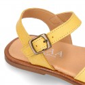 EXTRA SOFT Nappa leather Girl sandal shoes with crossed straps design.