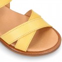 EXTRA SOFT Nappa leather Girl sandal shoes with crossed straps design.