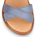 EXTRA SOFT Nappa leather Girl sandal shoes with crossed straps design.