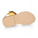 EXTRA SOFT Nappa leather Girl sandal shoes with crossed straps design.