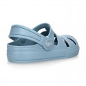 Kids jelly shoes with OLA MC CLOG design for beach and pool use.