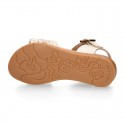 Nappa leather girl sandal shoes with RAFFIA design.