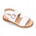 SHINY Nappa Leather Girl Sandal shoes with buckle fastening.