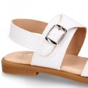 SHINY Nappa Leather Girl Sandal shoes with buckle fastening.