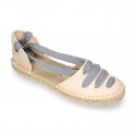 PIQUE Cotton Canvas Girl espadrille shoes with ties closure design in trendy colors.