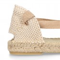 PIQUE Cotton Canvas Girl espadrille shoes with ties closure design in trendy colors.