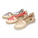 PIQUE Cotton Canvas Girl espadrille shoes with ties closure design in trendy colors.