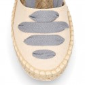 PIQUE Cotton Canvas Girl espadrille shoes with ties closure design in trendy colors.