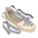 PIQUE Cotton Canvas Girl espadrille shoes with ties closure design in trendy colors.