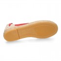 PIQUE Cotton Canvas Girl espadrille shoes with ties closure design in trendy colors.