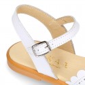 WHITE Nappa Leather Girl Sandal shoes with BOW and waves.