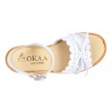 WHITE Nappa Leather Girl Sandal shoes with BOW and waves.