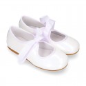 Extra soft PEARL PATENT leather little girl Mary Jane shoes angel style.