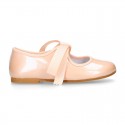 Extra soft PEARL PATENT leather little girl Mary Jane shoes angel style.