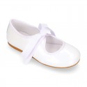 Extra soft PEARL PATENT leather little girl Mary Jane shoes angel style.