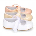 Extra soft PEARL PATENT leather little girl Mary Jane shoes angel style.