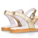 GOLD Nappa Leather Girl Sandal shoes with big BOW.