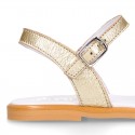 GOLD Nappa Leather Girl Sandal shoes with big BOW.