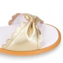 GOLD Nappa Leather Girl Sandal shoes with big BOW.