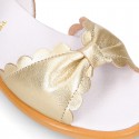 GOLD Nappa Leather Girl Sandal shoes with big BOW.