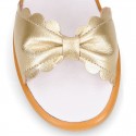 GOLD Nappa Leather Girl Sandal shoes with big BOW.