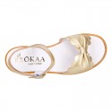 GOLD Nappa Leather Girl Sandal shoes with big BOW.