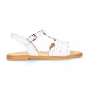 White Nappa Leather Girl Sandal shoes with WAVES.