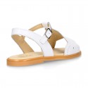 White Nappa Leather Girl Sandal shoes with WAVES.