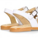 White Nappa Leather Girl Sandal shoes with WAVES.