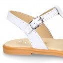 White Nappa Leather Girl Sandal shoes with WAVES.