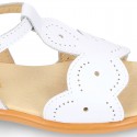 White Nappa Leather Girl Sandal shoes with WAVES.