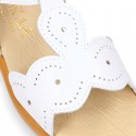 White Nappa Leather Girl Sandal shoes with WAVES.