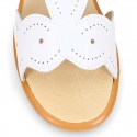 White Nappa Leather Girl Sandal shoes with WAVES.