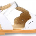 White Nappa Leather Girl Sandal shoes with WAVES.