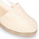 Cotton canvas classic Woman wedge espadrilles shoes Valenciana style.