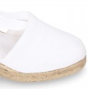 Cotton canvas classic Woman wedge espadrilles shoes Valenciana style.