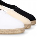 Cotton canvas classic Woman wedge espadrilles shoes Valenciana style.