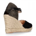 Suede leather woman wedge espadrille shoes with TULIP shape design.