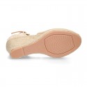 Suede leather woman wedge espadrille shoes with TULIP shape design.