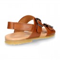 Nappa leather kids sandal shoes BIO style with buckles fastening design.