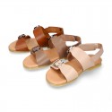 Nappa leather kids sandal shoes BIO style with buckles fastening design.