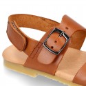 Nappa leather kids sandal shoes BIO style with buckles fastening design.