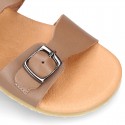 Nappa leather kids sandal shoes BIO style with buckles fastening design.