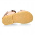 Nappa leather kids sandal shoes BIO style with buckles fastening design.