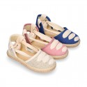 LINEN cotton canvas Girl Dancer style espadrille shoes.