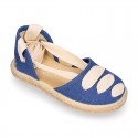 LINEN cotton canvas Girl Dancer style espadrille shoes.