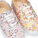 FLOWERS print design Cotton canvas kids Bamba shoes.