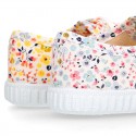 FLOWERS print design Cotton canvas kids Bamba shoes.