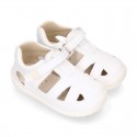 SOFT Micro canvas OKAA FLEX kids Sandal shoes laceless and with toe cap.